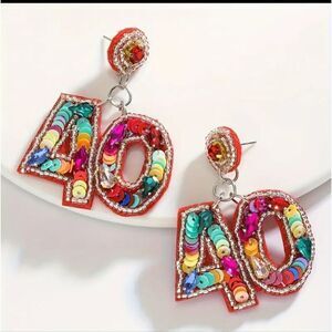40th BIRTHDAY party sequin cute fun whimsical earrings
